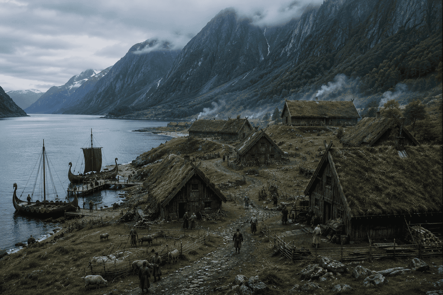 Fiordes da Noruega durante a Era Viking