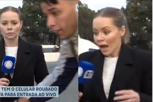 Veja o momento em que criminoso leva celular de repórter da Record