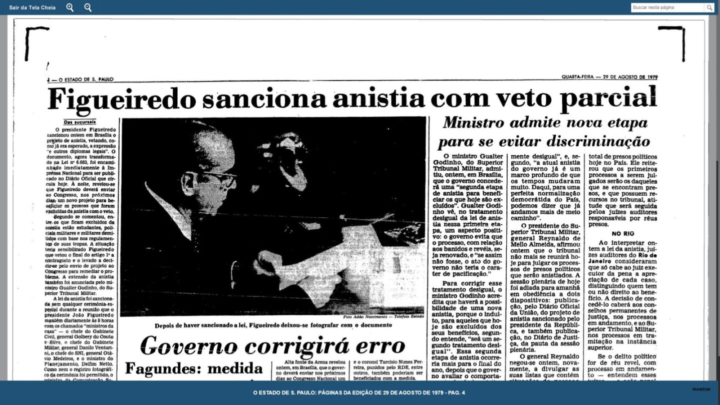 A anistia é aprovada (em 1979)