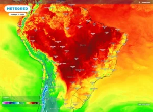O alerta é para a baixa umidade relativa do ar e para o calor extremo | Foto: Divulgação/Meteored