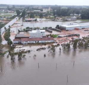 Arroio São Lourenço transbordou em São Lourenço do Sul (RS) | Foto: Defesa Civil do RS