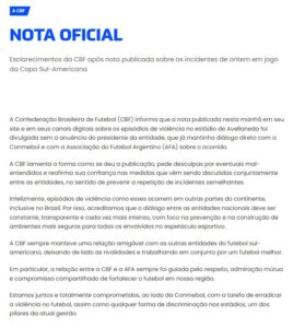 Briga na Argentina provoca confusão na CBF: entidade publica nota, apaga e divulga novo comunicado