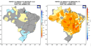 Inmet prevê chuvas normais e calor acima da média em setembro