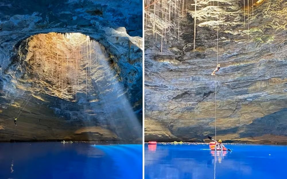 Água cristalina no poço 'sem fundo'