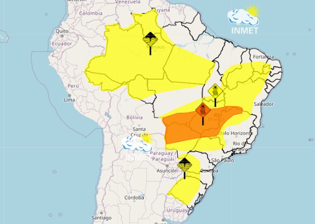 Alertas do Inmet para baixa umidade, tempestade e chuvas intensas - 15/09/202...