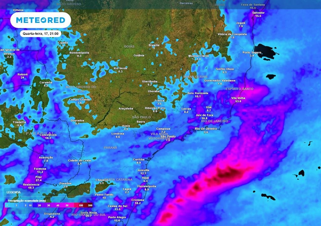 Ciclone no Atlântico traz chuva e vento ao Sudeste nesta quarta-feira, 17