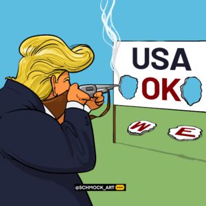 charge da semana - schmock - trump x cultura woke
