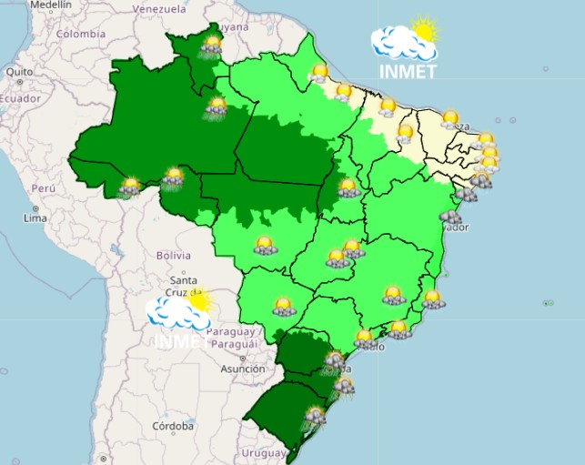 Previsão do tempo para a tarde deste domingo, 21 de setembro | Foto: Reprodu...